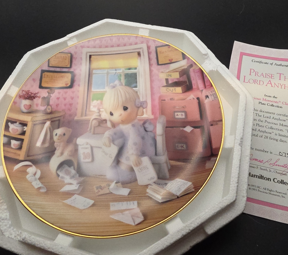 Precious Moments Collectible Plate Praise The Lord Anyhow Hamilton Collection